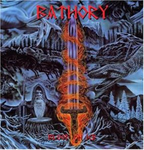 the album cover for Bathory - Blood on Ice