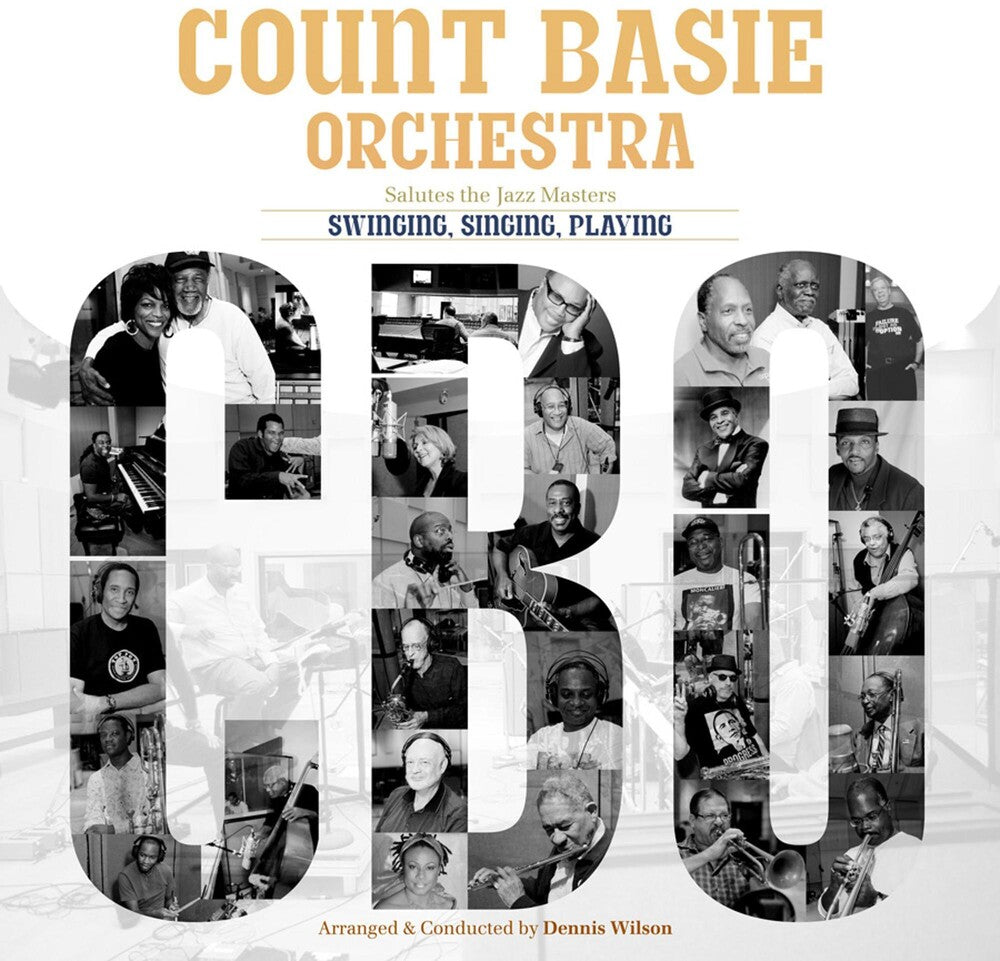 the album cover for The Count Basie Orchestra - Swinging, Singing, Playing