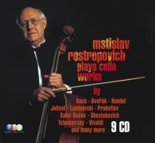 the album cover for Mstislav Rostropovich - Plays Cello Works