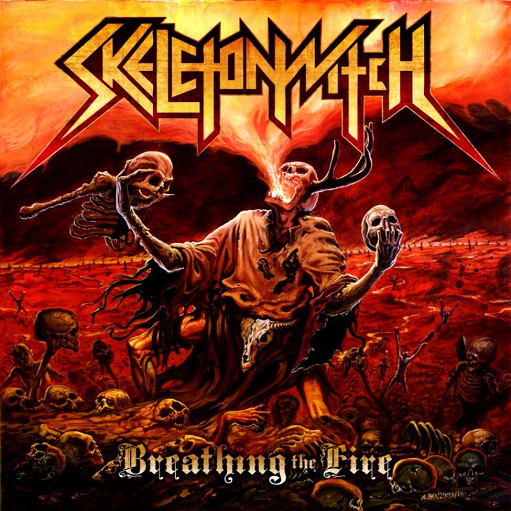 the album cover for Skeletonwitch - Breathing the Fire