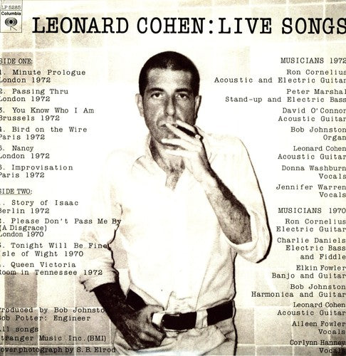 the album cover for Leonard Cohen - Live Songs