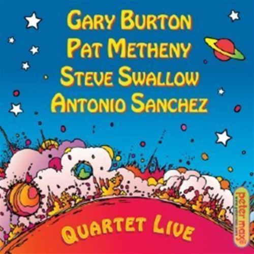 the album cover for Burton/Metheny/Swallow/Sanchez - Quartet Live!