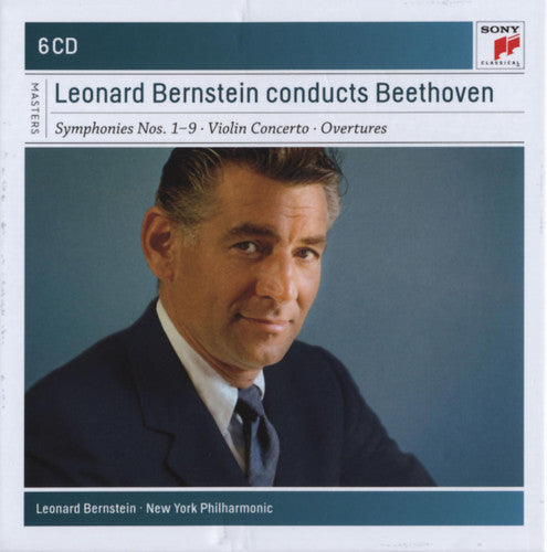 the album cover for Beethoven / Bernstein / New York Philharmonic - Nos. 1-9 Overtures Violin Cto: Sony Classical