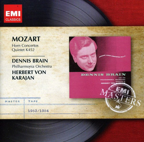 the album cover for Mozart / Dennis Brain - Horn Concertos Nos 1-4