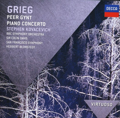 the album cover for STEPHEN KOVACEVICH - Virtuoso: Grieg Peer Gynt / Piano Concerto