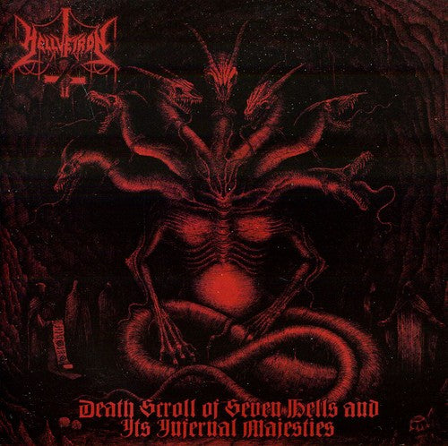the album cover for Hellvetron - Death Scroll Of Seven Hells and It's Infernal Majesties