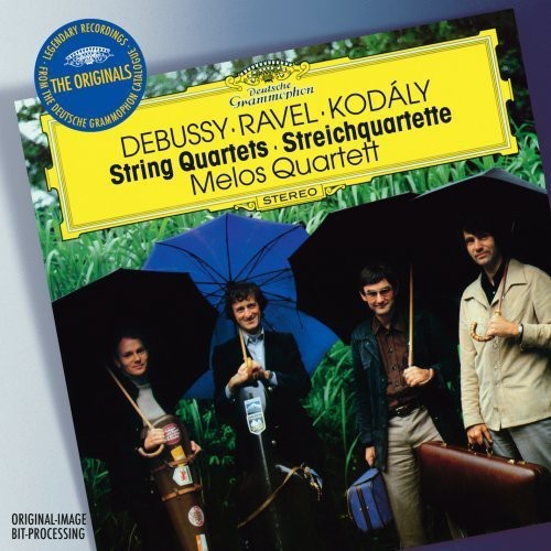 the album cover for Melos Quartet - Or: Debussy Ravel Kodaly: String Quartets