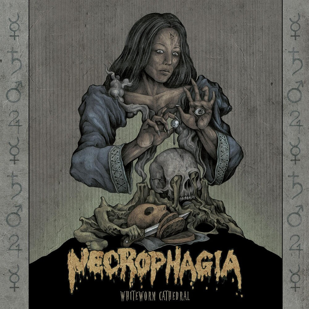 the album cover for Necrophagia - White Worm Cathedral
