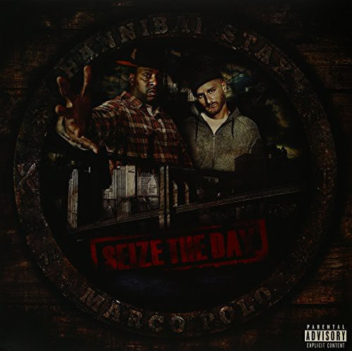 the album cover for Hannibal Stax & Marco Polo - Seize The Day