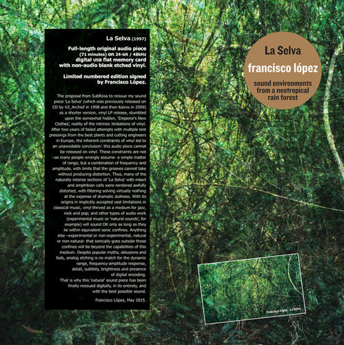 the album cover for Francisco Lopez - La Selva