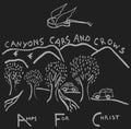 the album cover for Amps For Christ - Canyons Cars & Crows