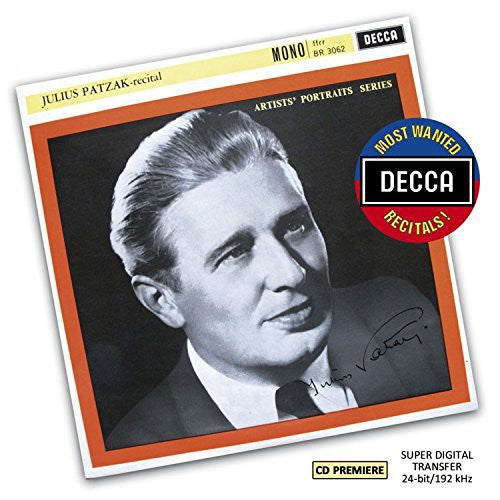 the album cover for Julius Patzak - Most Wanted Recitals: Julius Patzak - Recital