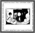 the album cover for Self Defense Family - Creative Adult / Self Defense Family [Split Vinyl Single]