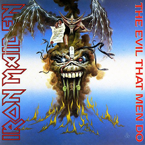 the album cover for Iron Maiden - Evil That Men Do