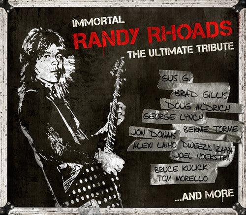 the album cover for Various Artists - Immortal Randy Rhoads - The Ultimate Tribute [Fan Box 2LP Clear Vinyl w/T-Shirt]