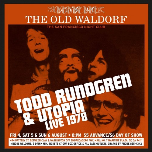 the album cover for Todd Rundgren's Utopia - Live at the Old Waldorf - San Francisco Aug 1978