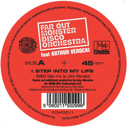 the album cover for Far Out Monster Disco Orchestra Ft Arthur Verocai - Step Ino My Life (John Morales M&M Mixes)