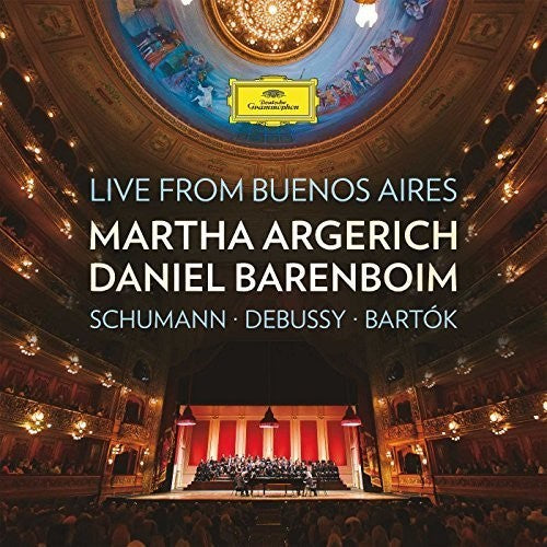 the album cover for Argerich / Barenboim - Live from Buenos Aires (Schumann/Debussy/Barktok)
