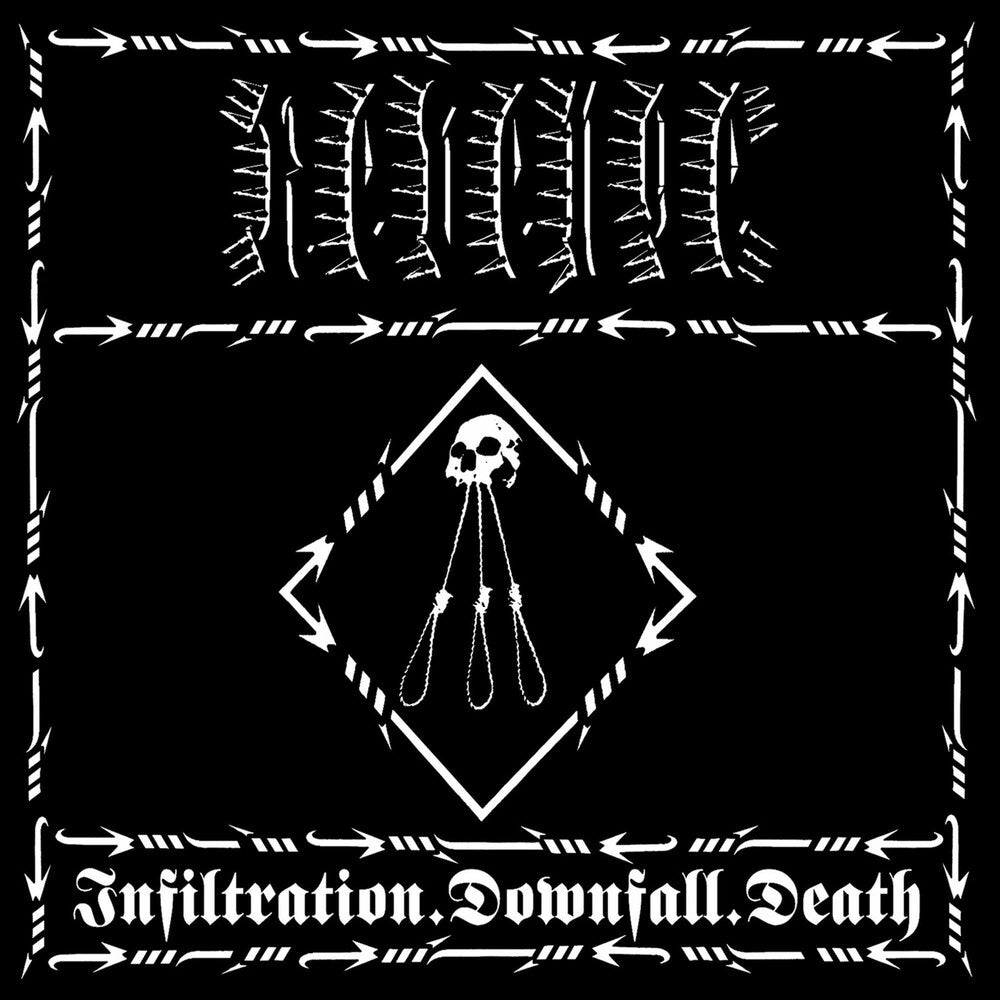 the album cover for Revenge - Infiltration.Downfall.Death