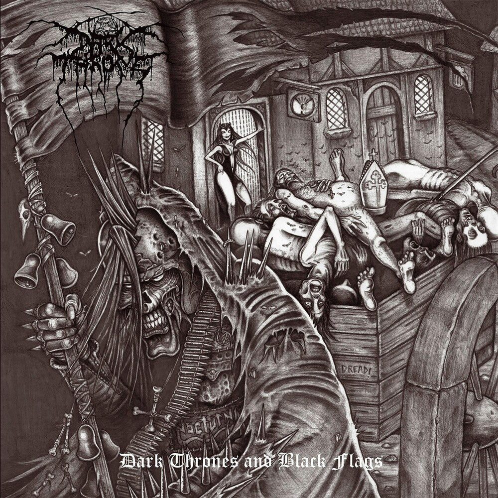 the album cover for Darkthrone - Dark Thrones And Black Flags