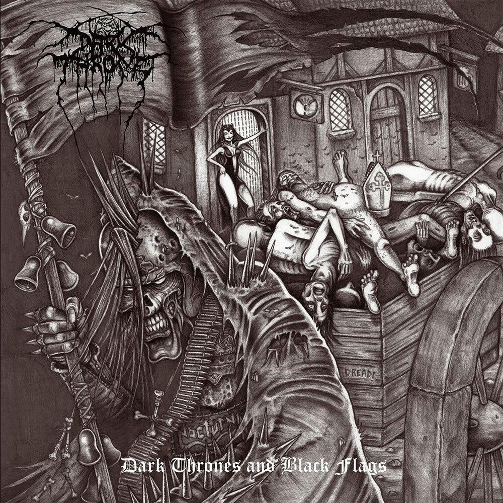 the album cover for Darkthrone - Dark Thrones And Black Flags