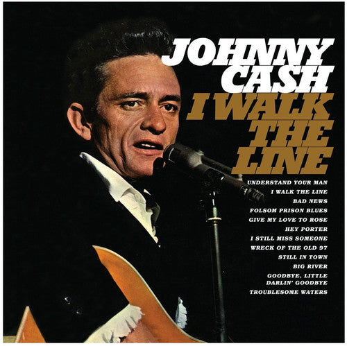 the album cover for Johnny Cash - I Walk The Line [Limited Edition Audiophile Translucent Gold LP]