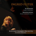 the album cover for F Mendelssohn / Fliter,Ingrid / Mendez,Antonio - Schumann & Mendelssohn: Piano Concertos