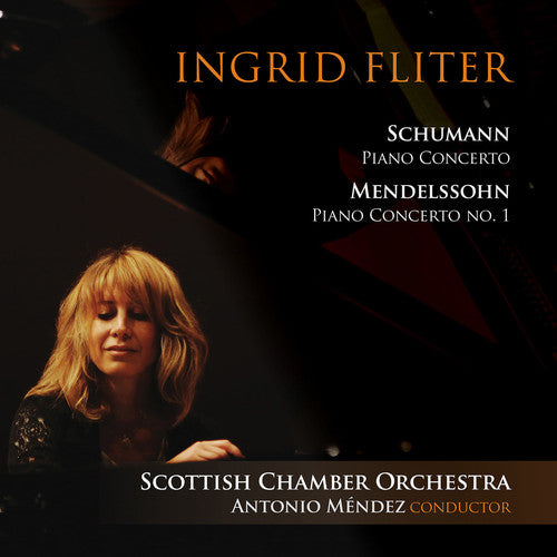 the album cover for F Mendelssohn / Fliter,Ingrid / Mendez,Antonio - Schumann & Mendelssohn: Piano Concertos