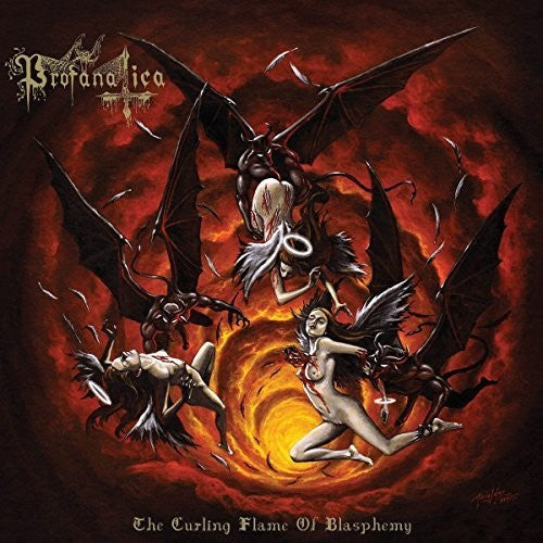 the album cover for Profanatica - The Curling Flame Of Blasphemy
