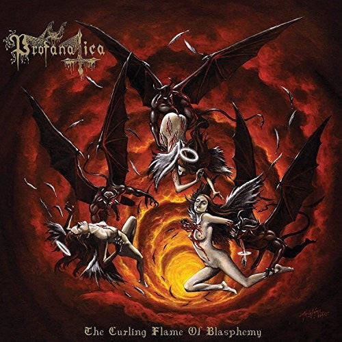 the album cover for Profanatica - The Curling Flame Of Blasphemy