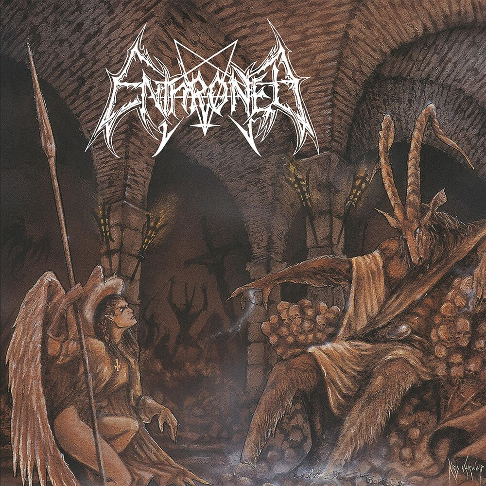 the album cover for Enthroned - Towards the Skull Throne of Satan