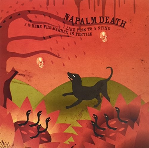 the album cover for Napalm Death / Melt-Banana - Like Piss To A Sting