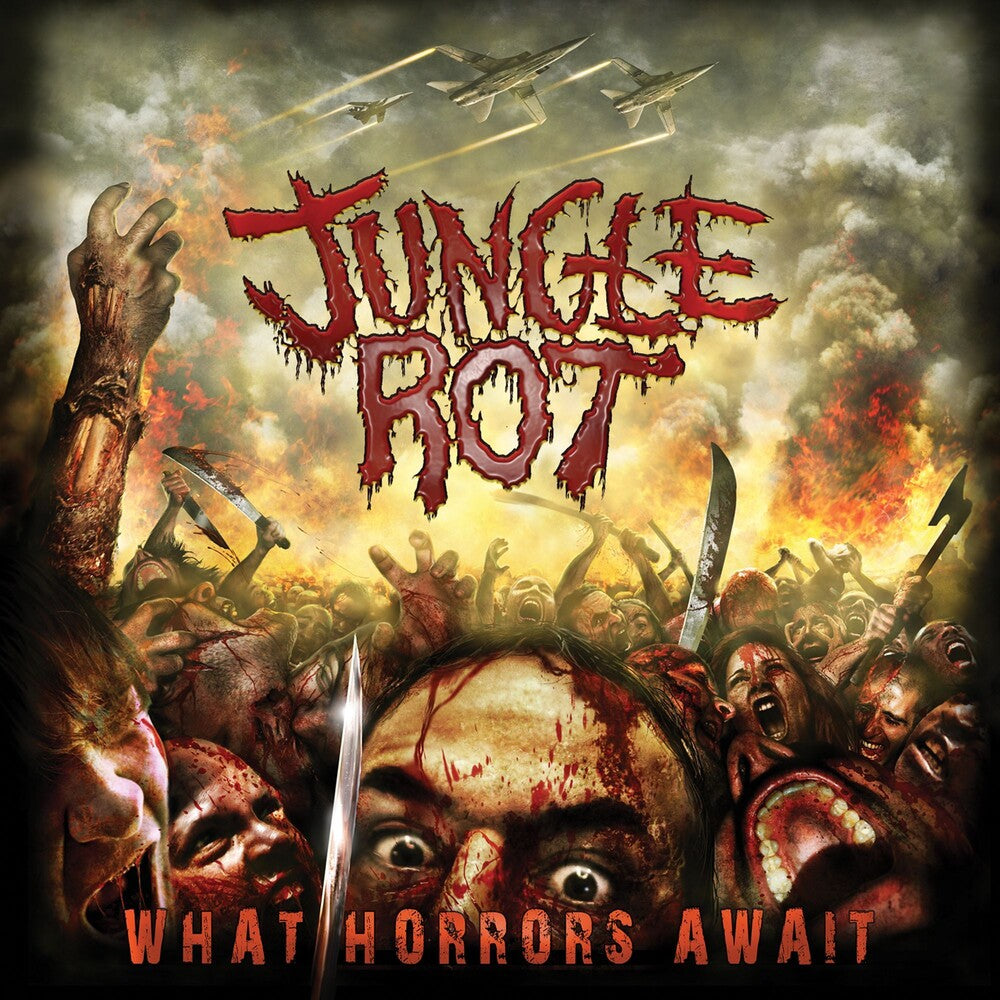 the album cover for Jungle Rot - What Horrors Await