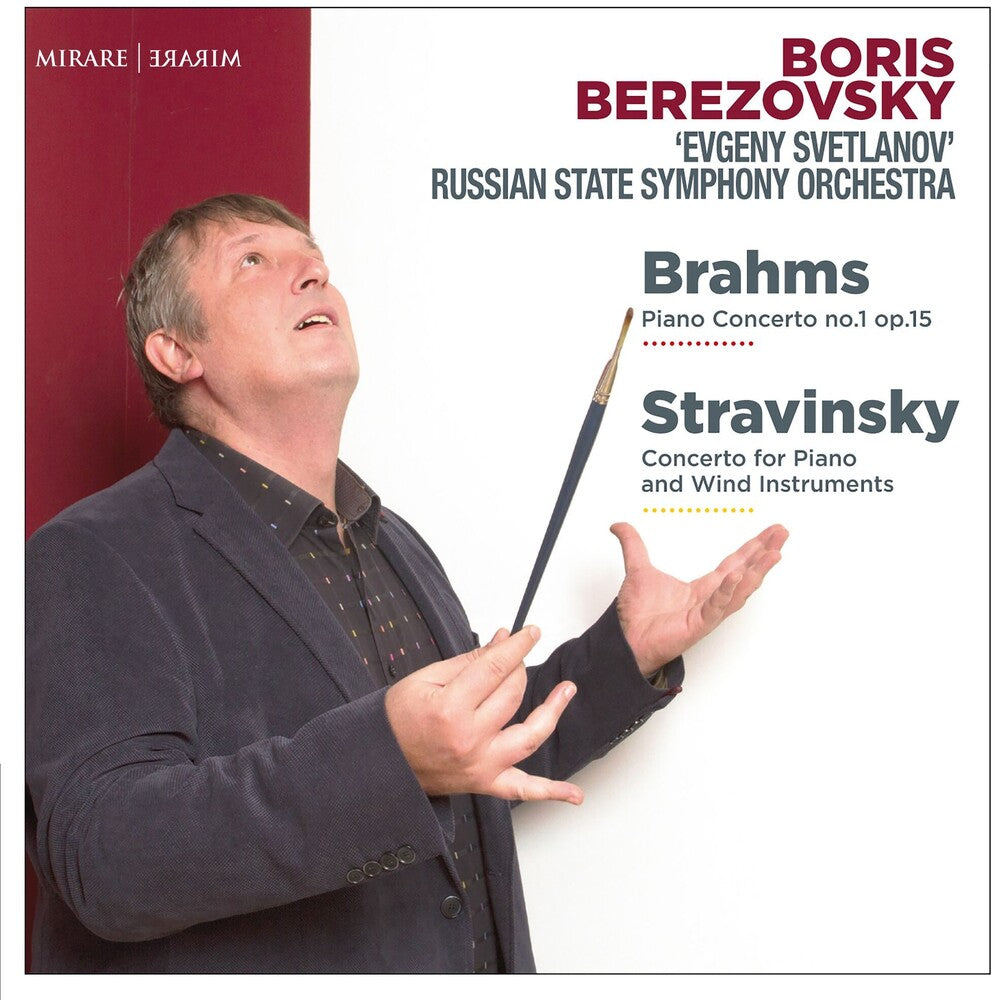 the album cover for Boris Berezovsky - Brahms & Stravinsky: Piano Concertos