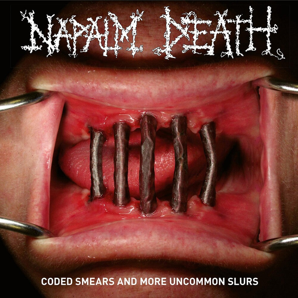 the album cover for Napalm Death - Coded Smears And More Uncommon Slurs