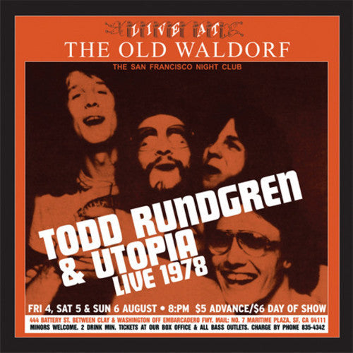 the album cover for Todd Rundgren's Utopia - Live At The Old Waldorf (Gol) [Limited Edition]