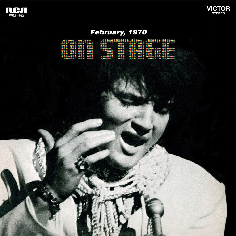 the album cover for Elvis Presley - On Stage - February 1970 [Audiophile Black & Blue Swirl LP w/Poster]
