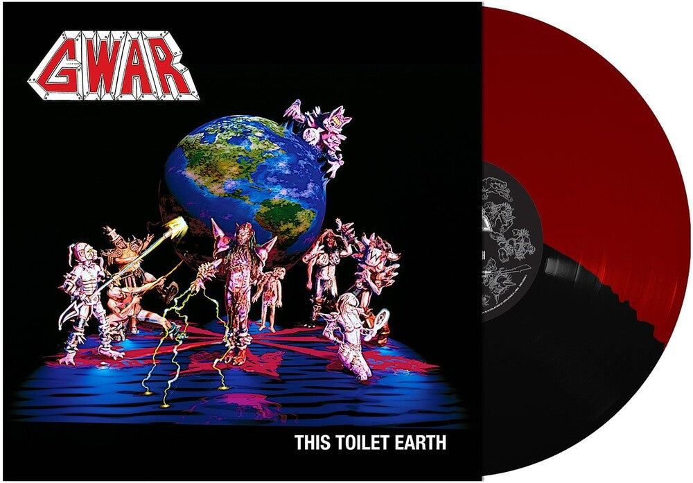 the album cover for GWAR - This Toilet Earth [Limited Edition Red & Black 50/50 Split Colored LP]