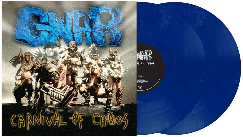 the album cover for GWAR - Carnival Of Chaos [Limited Edition Dark Blue with Light Blue Marbling LP]