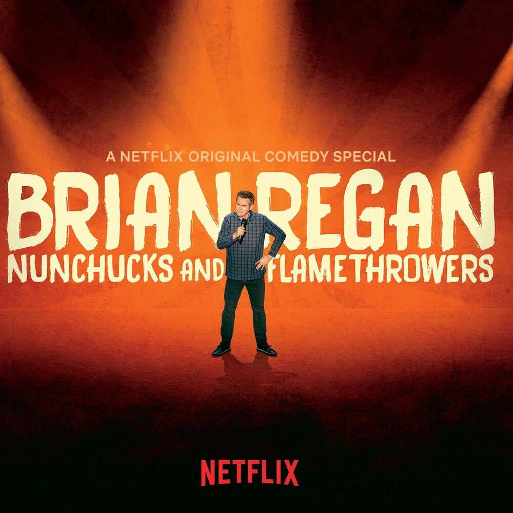 the album cover for Brian Regan - Nunchucks & Flamethrowers