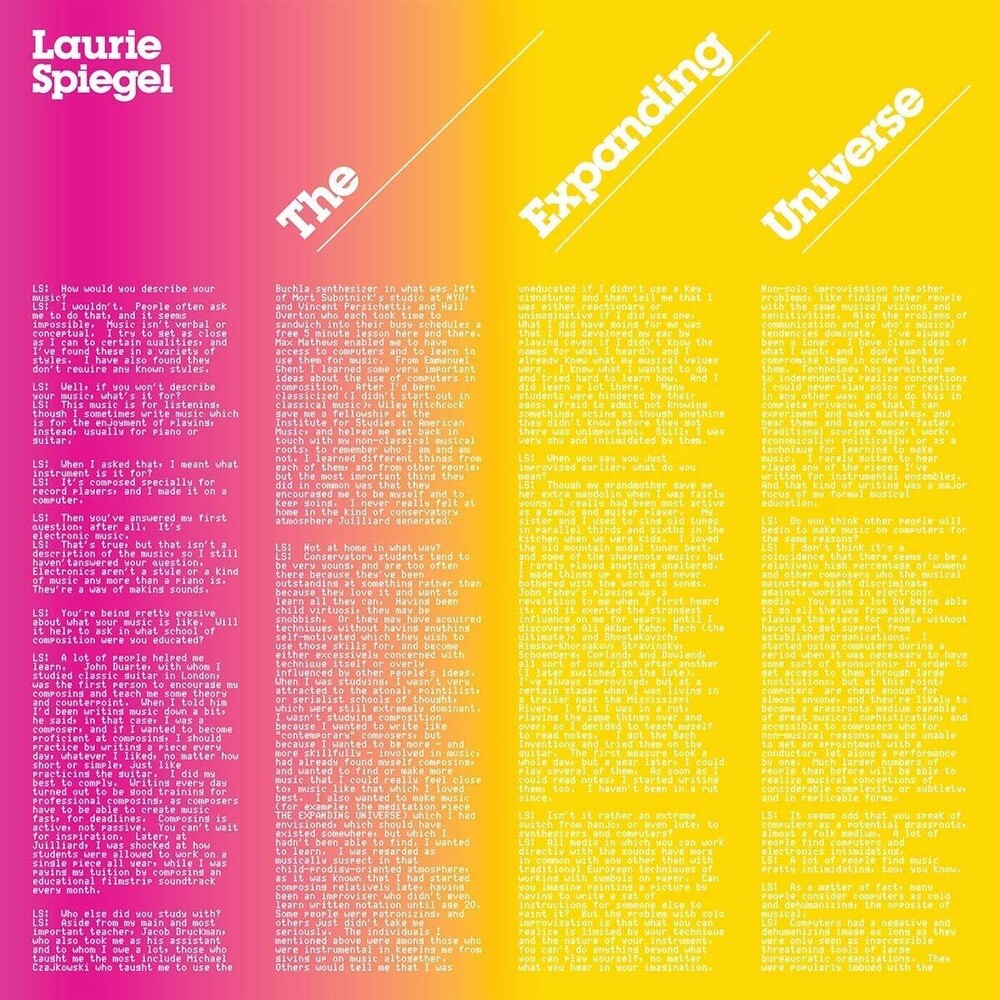 the album cover for Laurie Spiegel - The Expanding Universe