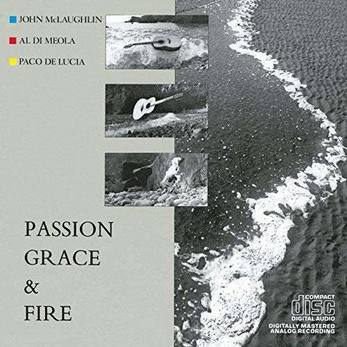 the album cover for John McLaughlin, Al Di Meola, Paco De Lucia  - Passion, Grace & Fire [LP]