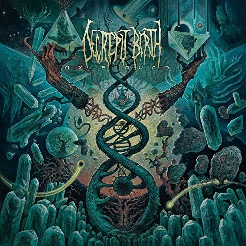 the album cover for Decrepit Birth - Axis Mundi [Limited Edition Yellow/Blue Splatter LP]