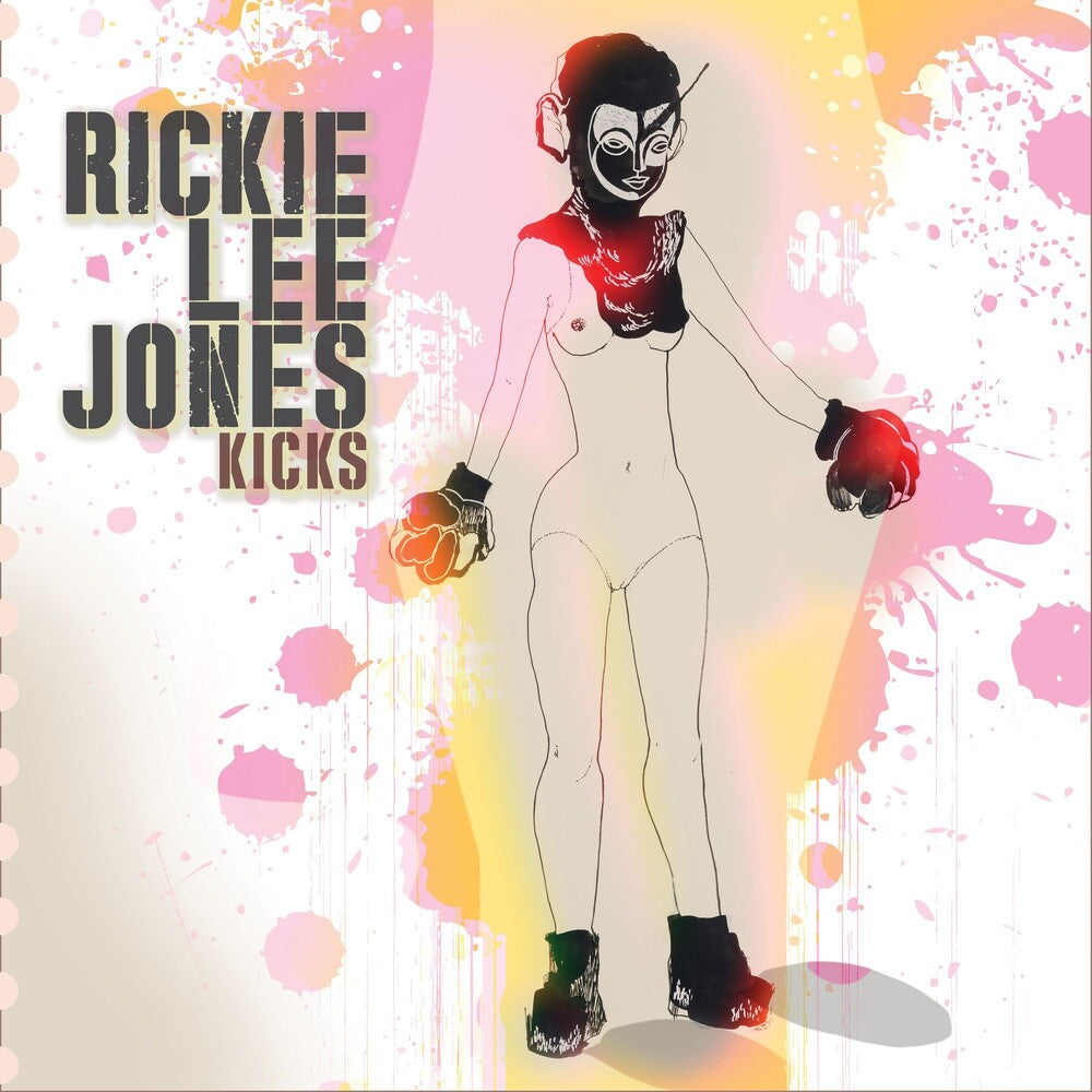 the album cover for Rickie Lee Jones - Kicks [Indie Exclusive Limited Edition Clear with Silver/Yellow/Pink Splatter LP]