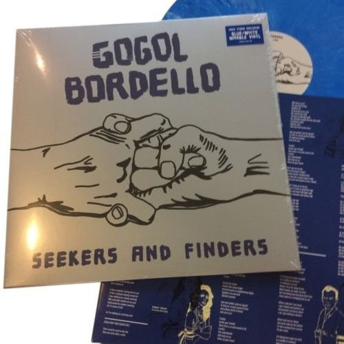 the album cover for Gogol Bordello - Seekers And Finders [Indie Exclusive Limited Edition Blue/White Marble LP]