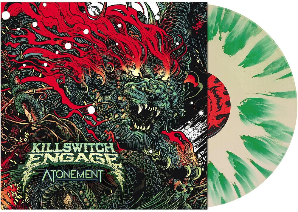 the album cover for Killswitch Engage - Atonement [Indie Exclusive Limited Edition Cream with Green Splatter LP]