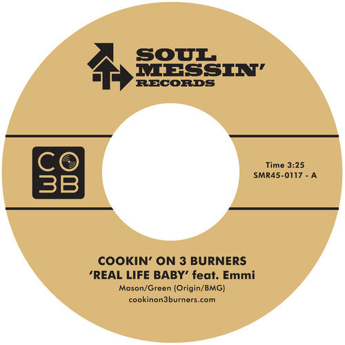 the album cover for Cookin On 3 Burners - Real Life Baby / Enter Sandman