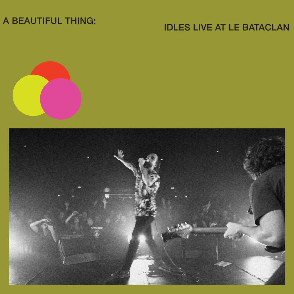 the album cover for IDLES - A Beautiful Thing: IDLES Live at Le Bataclan [Neon Clear Lime Green 2LP]