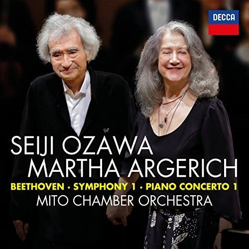 the album cover for Beethoven / Argerich / Mito Chamber Orch / Ozawa - Symphony No 1 in C / Piano Concerto No 1 in C