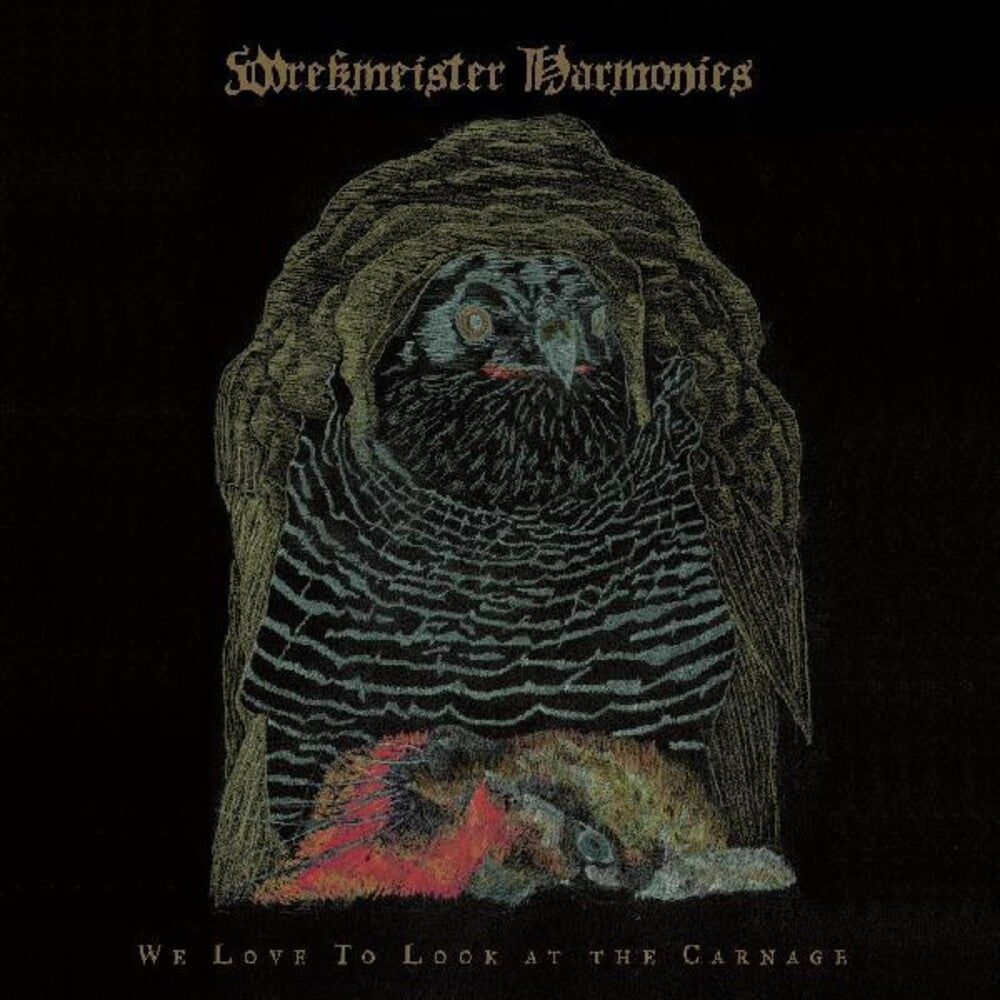 the album cover for Wrekmeister Harmonies - We Love To Look At The Carnage [Colored Vinyl]